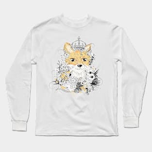 small fox with a floral crown Long Sleeve T-Shirt